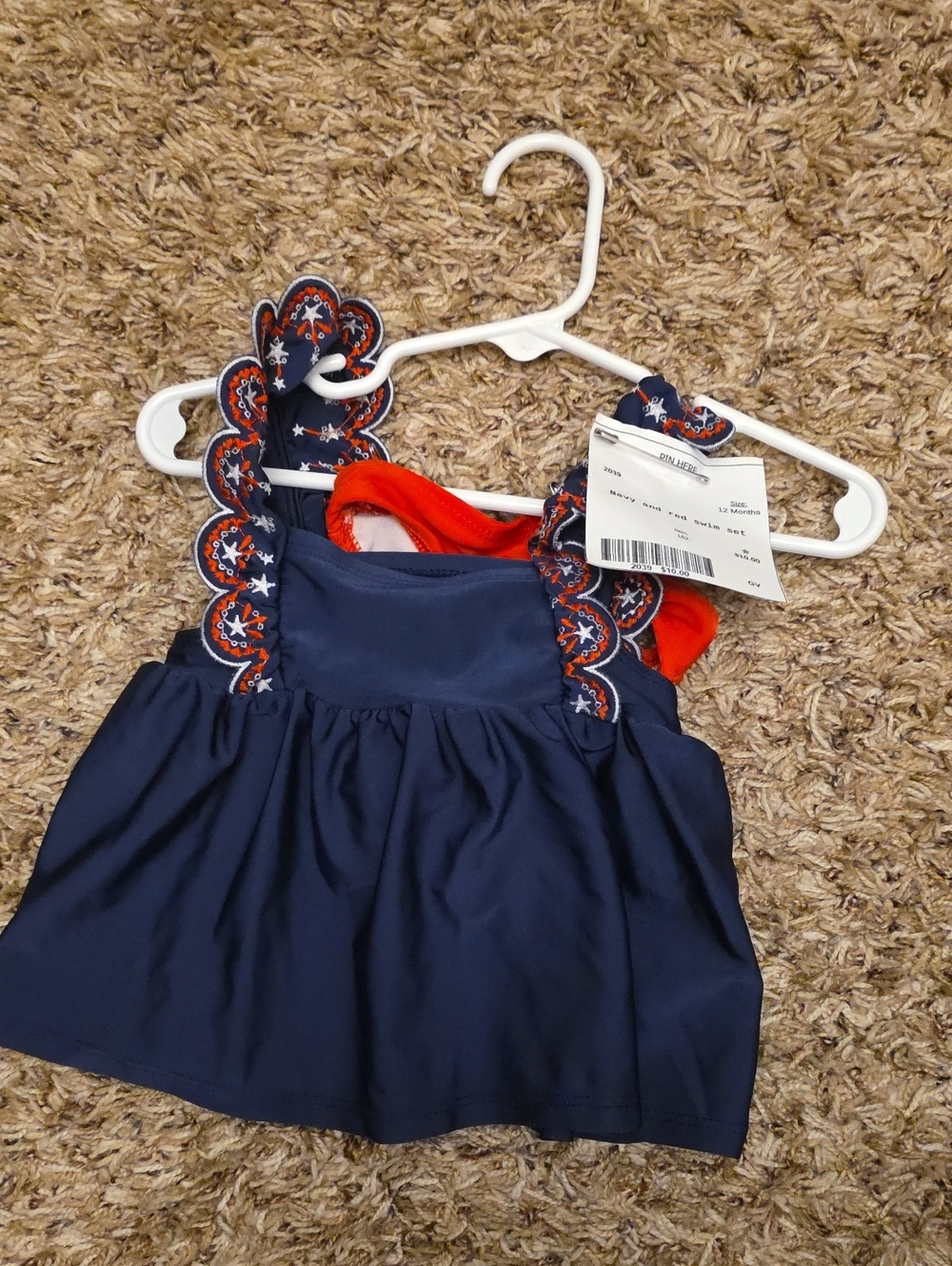 Cat & Jack Navy and Red Ruffled Tank Top